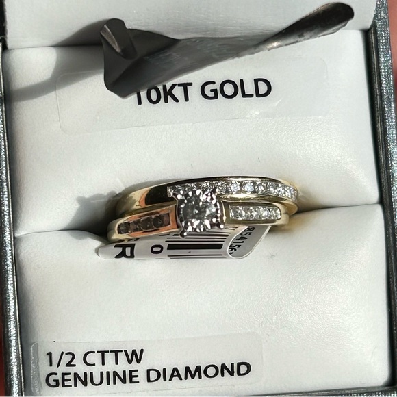 10K Yellow Gold Diamond Channel Bridal Set - Picture 6 of 6